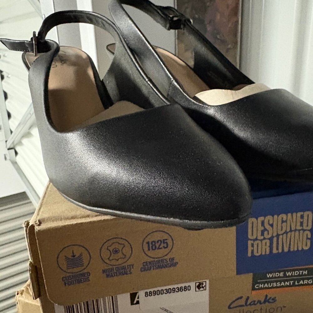 Clarks Collection Sling-Back Leather Pumps Kataleyna Step Black Size 8M